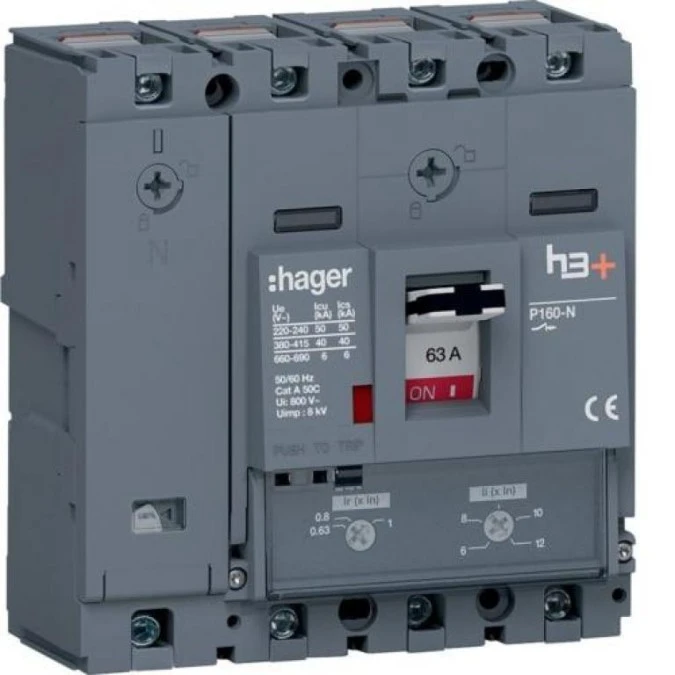 MCCB Wyłącznik mocy h3+ P160 4P 63A 40kA TM HNS064DC - obrazek 1