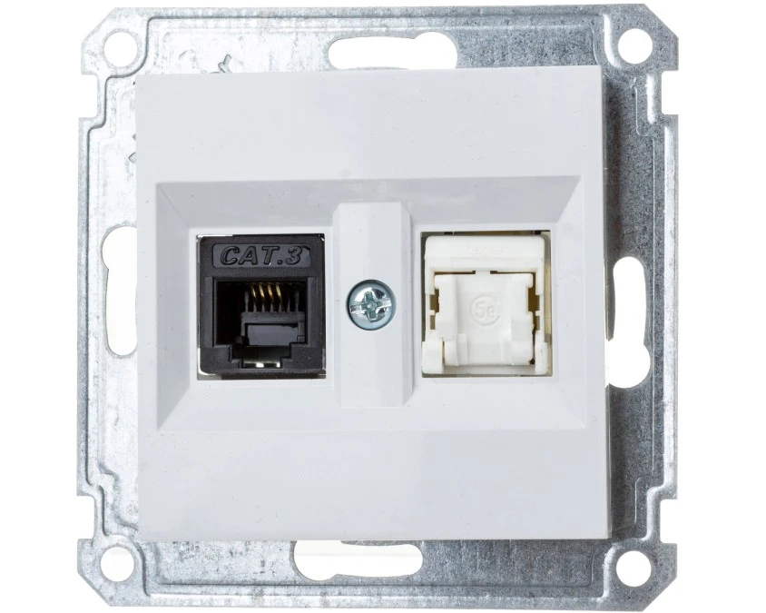 Lumina Gniazdo teleinformatyczne RJ11/12 + RJ45 białe WL2210 - obrazek 1
