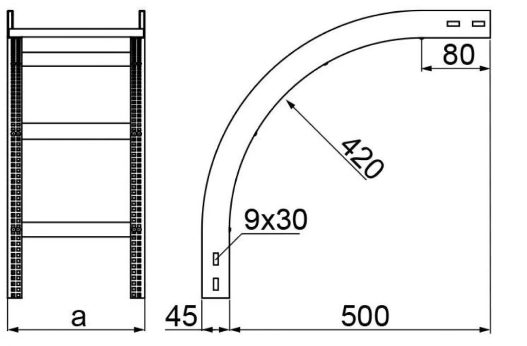 Łuk pionowy zewnętrzny drabiny kablowej 400x45mm LPDZC400H45N 449140 - obrazek 2