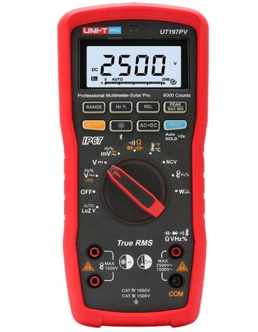 Multimetr cyfrowy przemysłowy do fotowoltaiki i przemysłu energetycznego 2500V DC 1500V AC Solar Pro UNI‑T UT‑197PV - obrazek 1