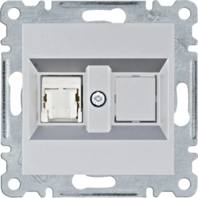 Lumina Gniazdo komputerowe pojedyncze RJ45 kat.5e UTP srebrne WL2112 - obrazek 1