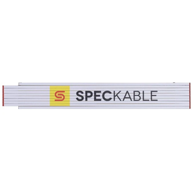 Miara składana metrówka drewniana z kątami 2m/17mm biała‑żółta SPEC KABLE - obrazek 3