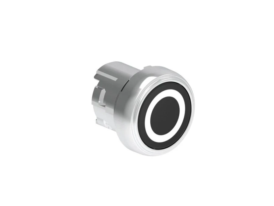 Metalowy przycisk fi22mm kryty samoczynny powrót z symbolem 0 Czarny LPSB1102 - obrazek 1