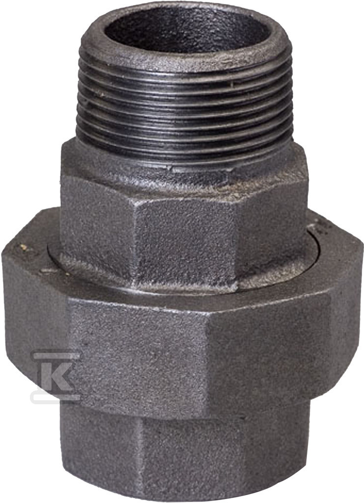 Śrubunek dwuzłączka prosta nakrętno-wkrętna stożkowa 5/4" czarny U12, NR 60, NR 341 341-7S - obrazek 1