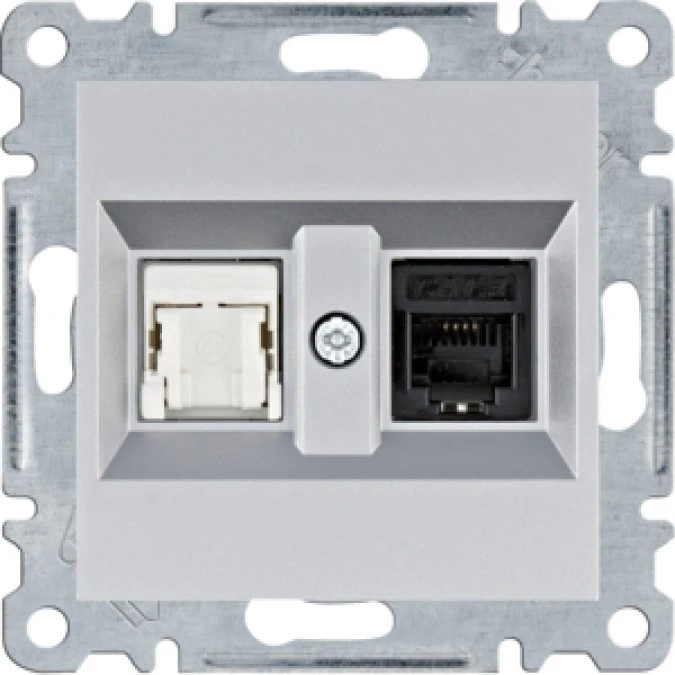 Lumina Gniazdo RJ11/12 + RJ45 srebrne WL2212 - obrazek 1