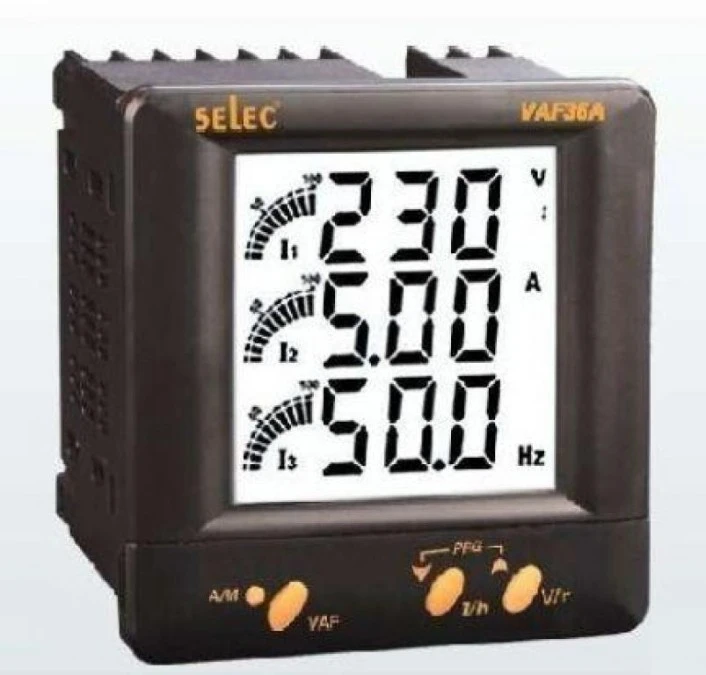 Miernik wielofunkcyjny 3f Voltage/Current/Frequency, LCD Display, 230VAC, 1/4 DIN VAF36A‑230V‑CE