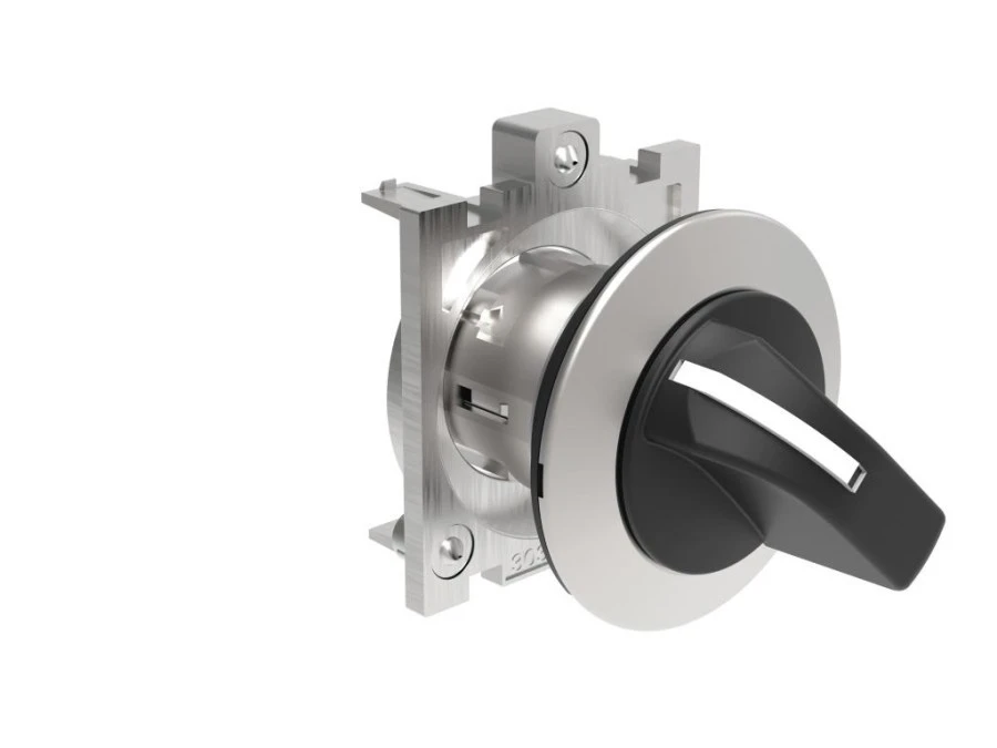 Metalowy przełącznik płaski 3 pozycyjny 1‑0‑2 bez samopowrotu fi30mm pokrętło krótkie LPFS130 - obrazek 1