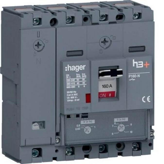 MCCB Wyłącznik mocy h3+ P160 4P 160A 40kA TM HNS161DC - obrazek 1