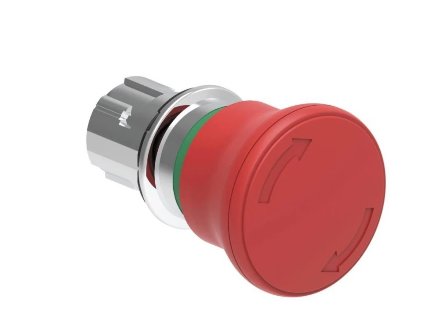 Metalowy przycisk grzybkowy odblokowanie przez obrót fi 40mm wg ISO13850 Czerwony LPSB6644 - obrazek 1