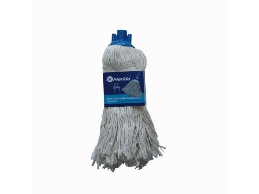 MERIDA zestaw do mycia podłóg: wiadro z wyciskarką 14 l HAA903 + mop sznurkowy bawełniany 300 g SKP450 + kij 120 cm HFK450 - obrazek 3