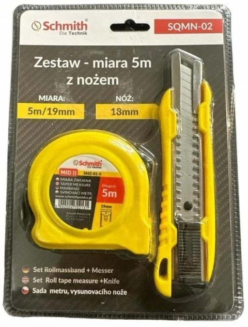 Miara zwijana 5m + nożyk ostrze łamane zestaw ‑ Schmith - obrazek 1