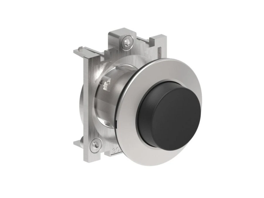Metalowy przycisk płaski fi30mm wystający samoczynny powrót Czarny LPFB202 - obrazek 1