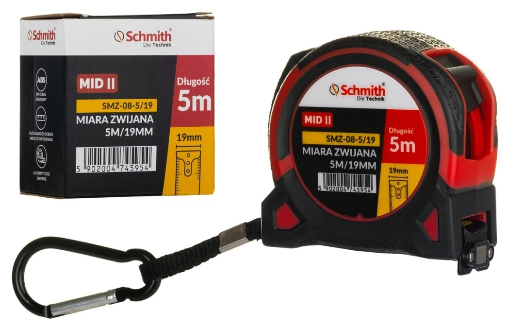 Miara zwijana metrówka metalowa 5m 19mm premium Schmith - obrazek 1