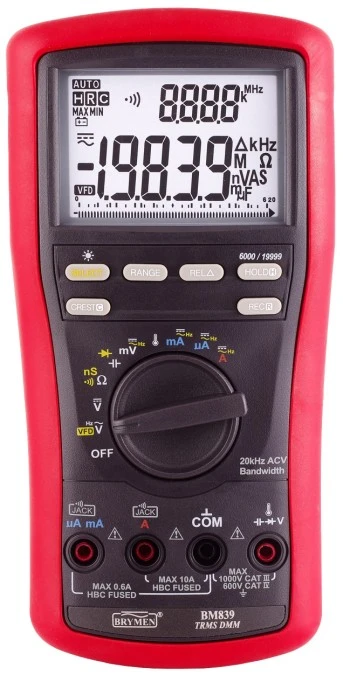 Multimetr TRMS 4 1/2 cyfry VFD i Hz BeepLit ACV 20kHz Brymen BM839 - obrazek 1