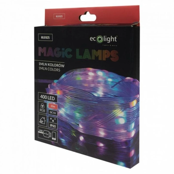 Magiczne lampki 400 led 1mln kolorów 20m DC5V