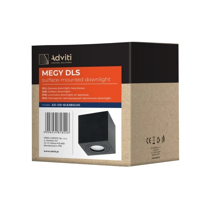 MEGY DLS GU10 downlight max 50W, IP54, kwadrat, czarny, aluminium,AD‑OD‑6143BGU10 - obrazek 2