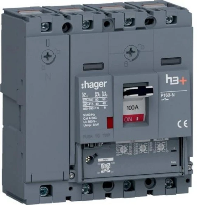 MCCB Wyłącznik mocy h3+ P160 4P 100A 40kA LSnI HNS101GC - obrazek 1