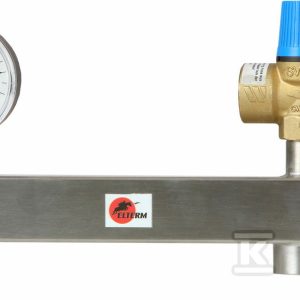 Grupa bezpieczeństwa c.w.u. INOX 8 bar, z zaworem bezpieczeństwa i manometrem 909008