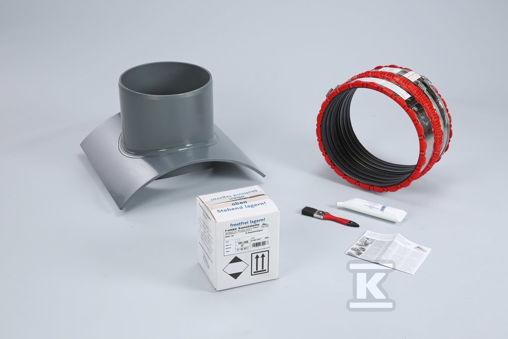 Komplet montażowy KG do wpięcia rury kanalizacji sanitarnej lub deszczowej DN/OD400 do rury głównej DN/OD200-2400 (beton / żeliwo / kamionka / GRP), kolor szary COKLM400_0000 - obrazek 1