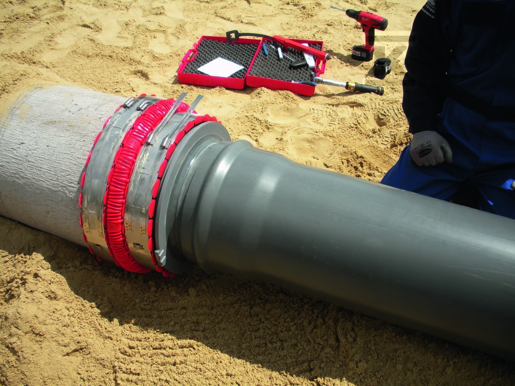 Złącze elastyczne VPC DN/OD315-382mm do rury betonowej okrągłej DN250 i rury z tworzywa sztucznego DN/OD250 VPCBA250_0000 - obrazek 1