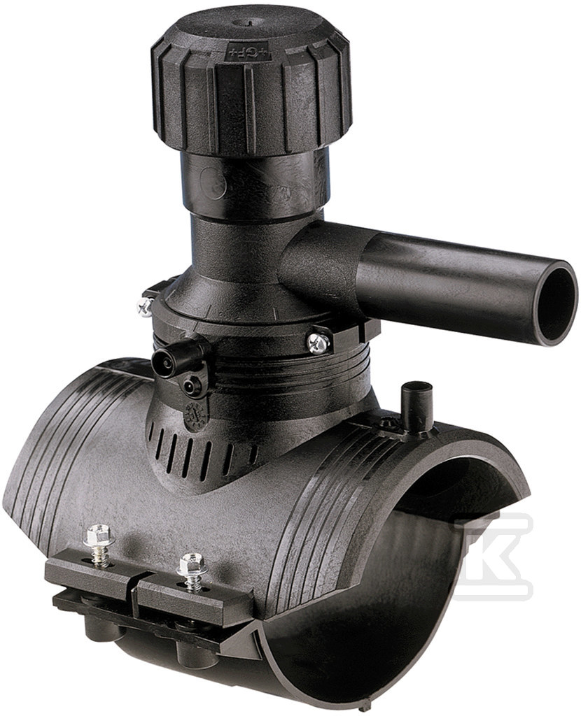 Obejma do nawiercania elektrooporowa, d75x32 PE100, SDR11, PN10 gaz/PN16 woda, z obrotowym (360 stopni) odejściem 193131444 - obrazek 1