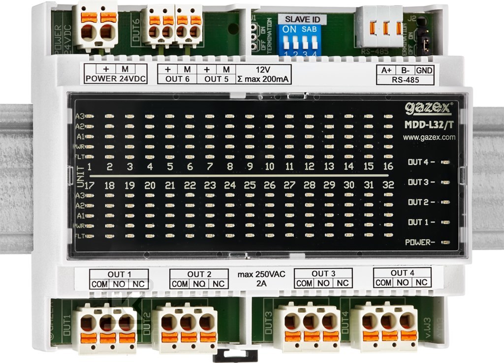 Moduł sterujący MDD-L32/T wizualizacja 32 detektorów po 5 x LED, TS35 - obrazek 1