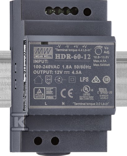 Zasilacz PU-60 zasilacz impulsowy uniwersalny, 12V, max 60W, na szynę TS35 PU-60-12/T - obrazek 1