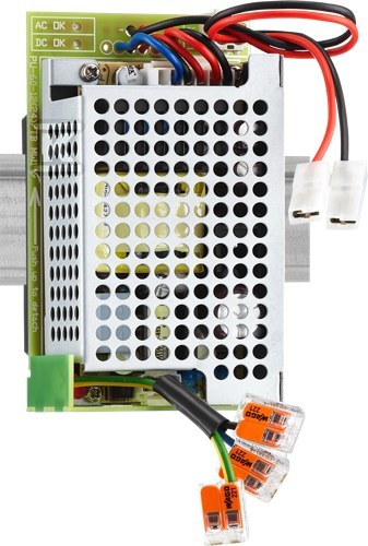 Zasilacz PU-60 zasilacz impulsowy uniwersalny, 24V, max 60W, z podtrzymaniem z akum.zewn., na szynę TS35 PU-60-24/TB - obrazek 1