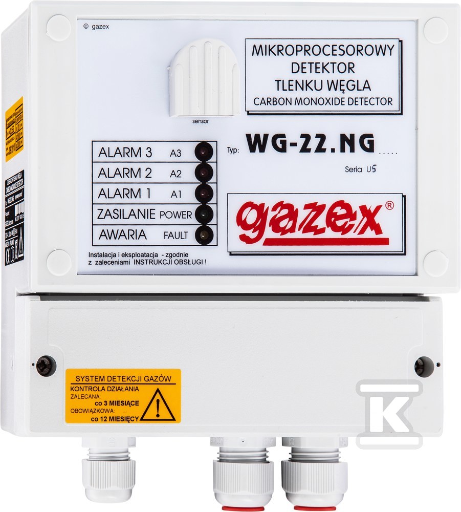 Detektor gazów WG-22.EG/A-Nstd CO, kalibracja na zam., sensor p-p, zasilanie 12V WG-22.EG/A-NSTD - obrazek 1