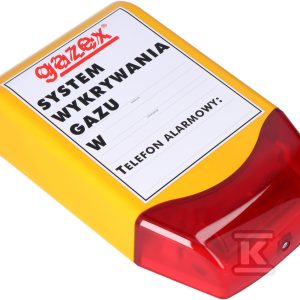 Sygnalizator optyczno-akustyczny syrena 110/103dB + lampa LED czerwona, 12V, IP44, etykieta z opisem SL-21 Sygnalizator optyczno-akustyczny syrena 110/103dB + lampa LED czerwona, 12V, IP44, etykieta z opisem SL-21