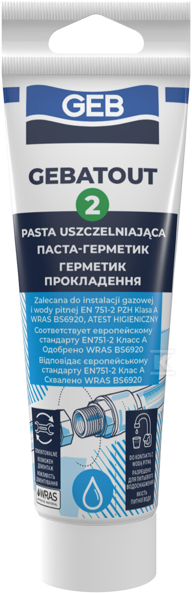 Pasta uszczelniająca GEBATOUT 2 – do instalacji wodnych i gazowych, 125g 103101