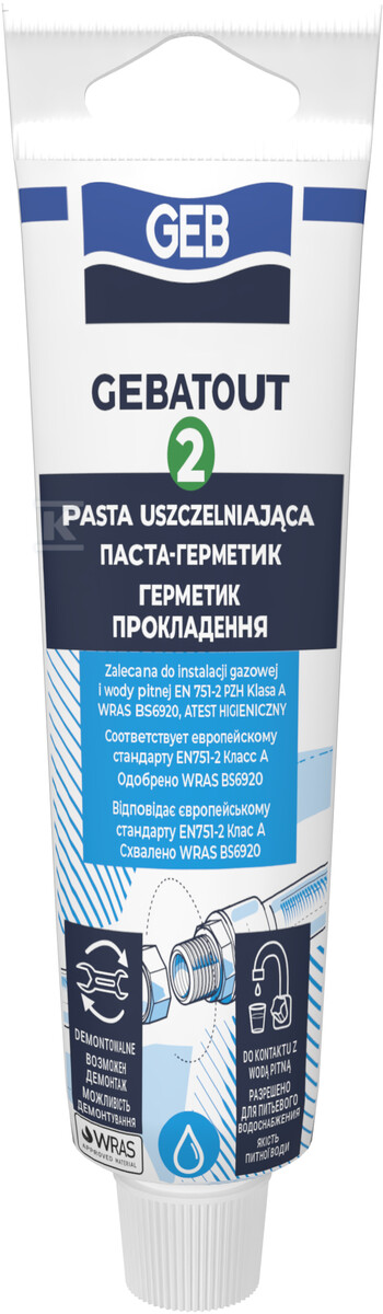 Pasta uszczelniająca GEBATOUT 2 – do instalacji wodnych i gazowych, 50g 103102