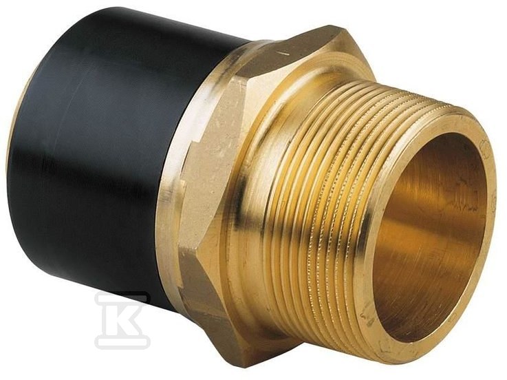 Adapter PE-mosiądz z gwintem zewnętrznym GZ, d40x1 1/4" PE100, SDR11, PN10 gaz/PN16 woda, do montażu z elektromufą lub elektroredukcją 720920709 - obrazek 1