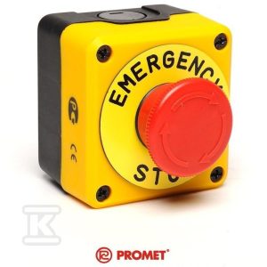 Kaseta czarno-żółta, stop bezpieczeństwa, ryglowany 40 mm (1NC) z tabliczką opisową „Emergency Stop” T0-P1EC400E40K Kaseta czarno-żółta, stop bezpieczeństwa, ryglowany 40 mm (1NC) z tabliczką opisową „Emergency Stop” T0-P1EC400E40K