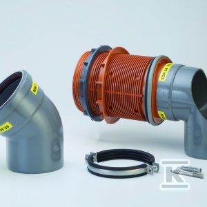 Złącze kolanowe do kaskady wewnętrznej ILA DN160mm z przyłączem siodłowym Fabekun ILA1000150FAS_0000
