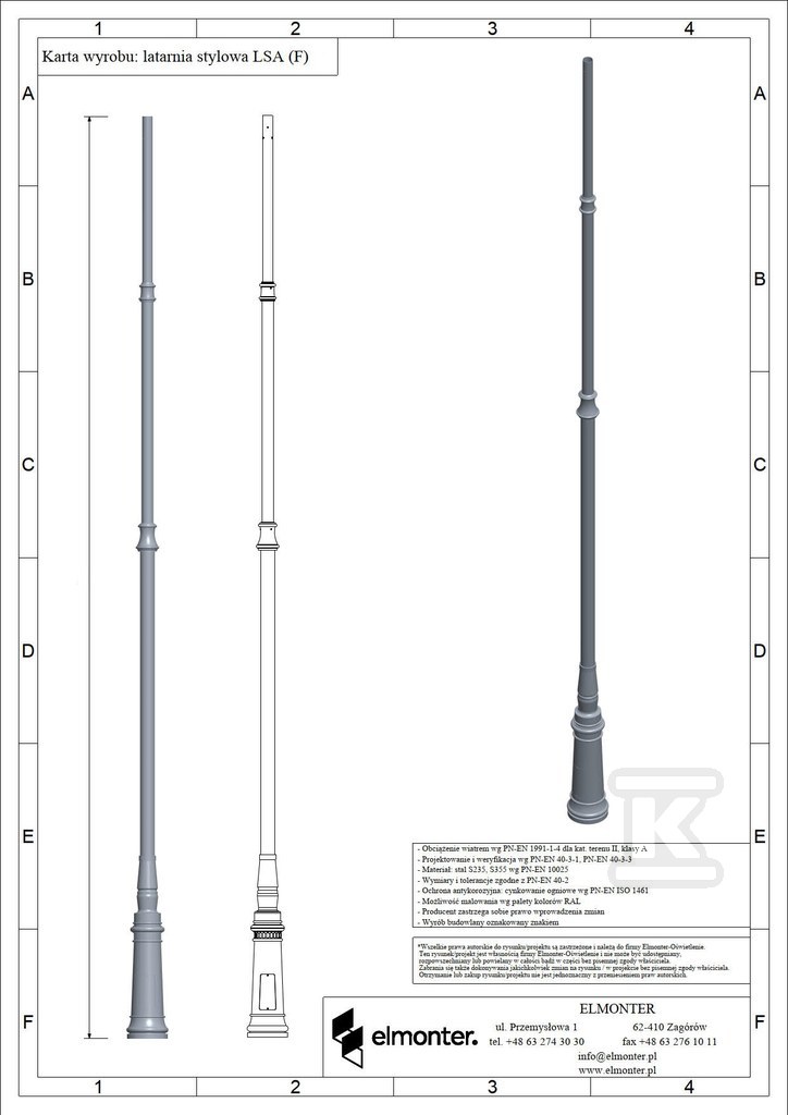 Latarnia LSA(F)7-4/76/F145/01 RAL9005 - obrazek 1