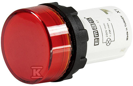 Lampka sygnalizacyjna MB z LED, monoblok, 24V AC/DC, płaski klosz, czerwona T0-MBSD024K - obrazek 1