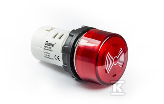 Buzzer, monoblok, 24V AC/DC, 90db, podświetlany, czerwony T0-MBZS024S - obrazek 1