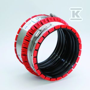 Złącze elastyczne VPC DN/OD200-261mm z pierścieniem mimośrodowym, do rur kanalizacyjnych z różnych materiałów (żeliwo, PP, PE, PVC, kamionka, beton, GRP, inne gładkie, faliste, karbowane) VPC200G_0020