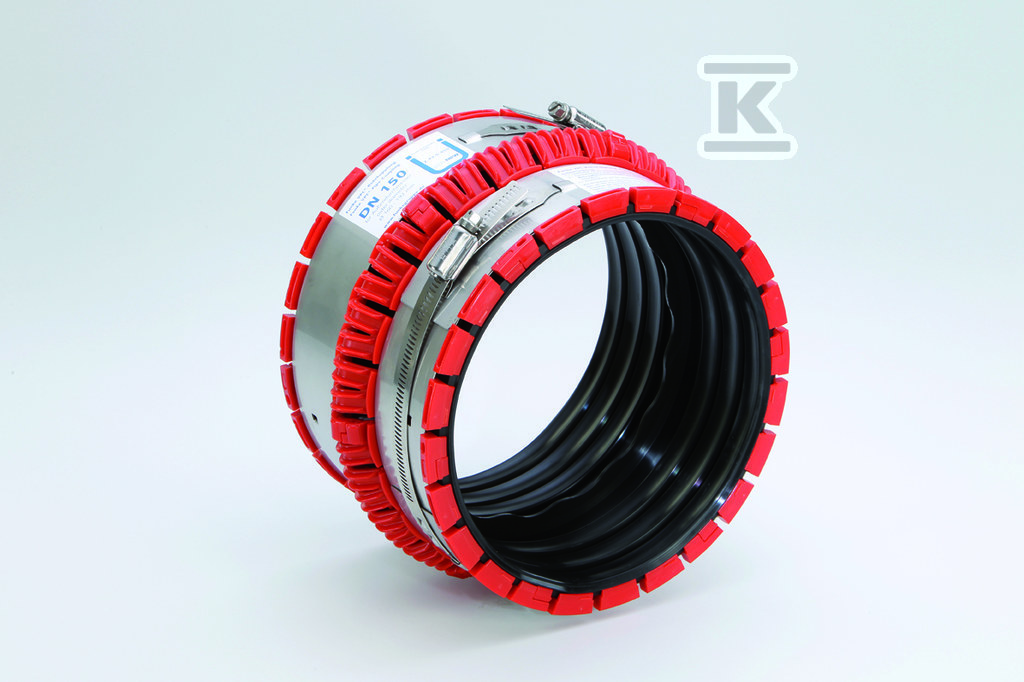 Złącze elastyczne VPC DN/OD200-261mm z pierścieniem mimośrodowym, do rur kanalizacyjnych z różnych materiałów (żeliwo, PP, PE, PVC, kamionka, beton, GRP, inne gładkie, faliste, karbowane) VPC200G_0020 - obrazek 1