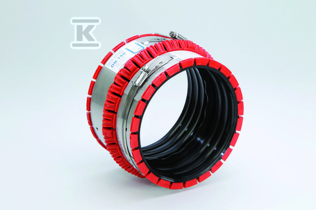 Złącze elastyczne VPC DN/OD250-324mm z pierścieniem mimośrodowym, do rur kanalizacyjnych z różnych materiałów (żeliwo, PP, PE, PVC, kamionka, beton, GRP, inne gładkie, faliste, karbowane) VPC250_0020 - obrazek 1
