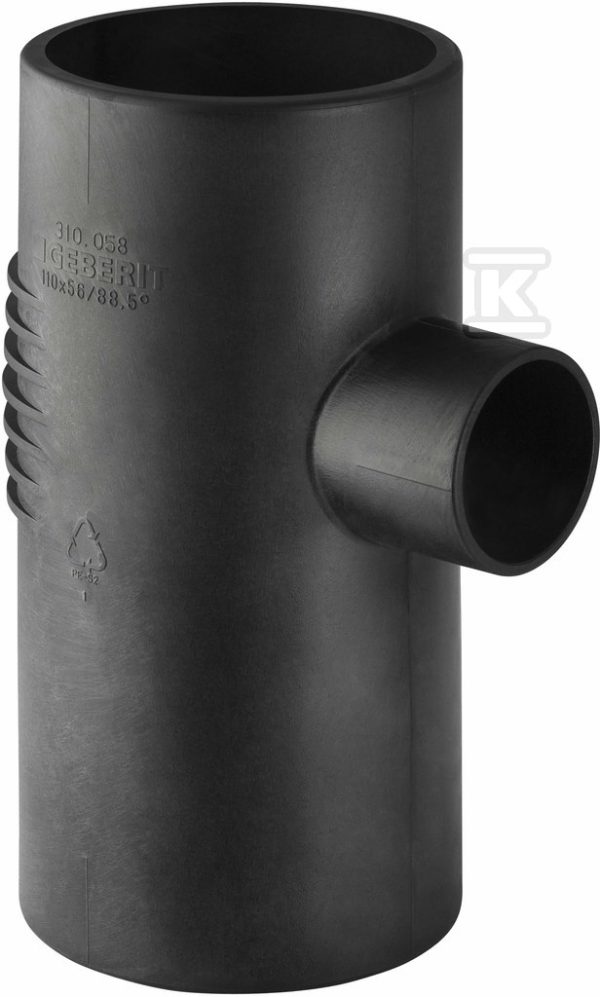 Trójnik PE Silent-db20 HT 110×56/88.5 sanitarny, do kanalizacji wewnętrznej niskoszumowej, kolor czarny 310.058.14.1