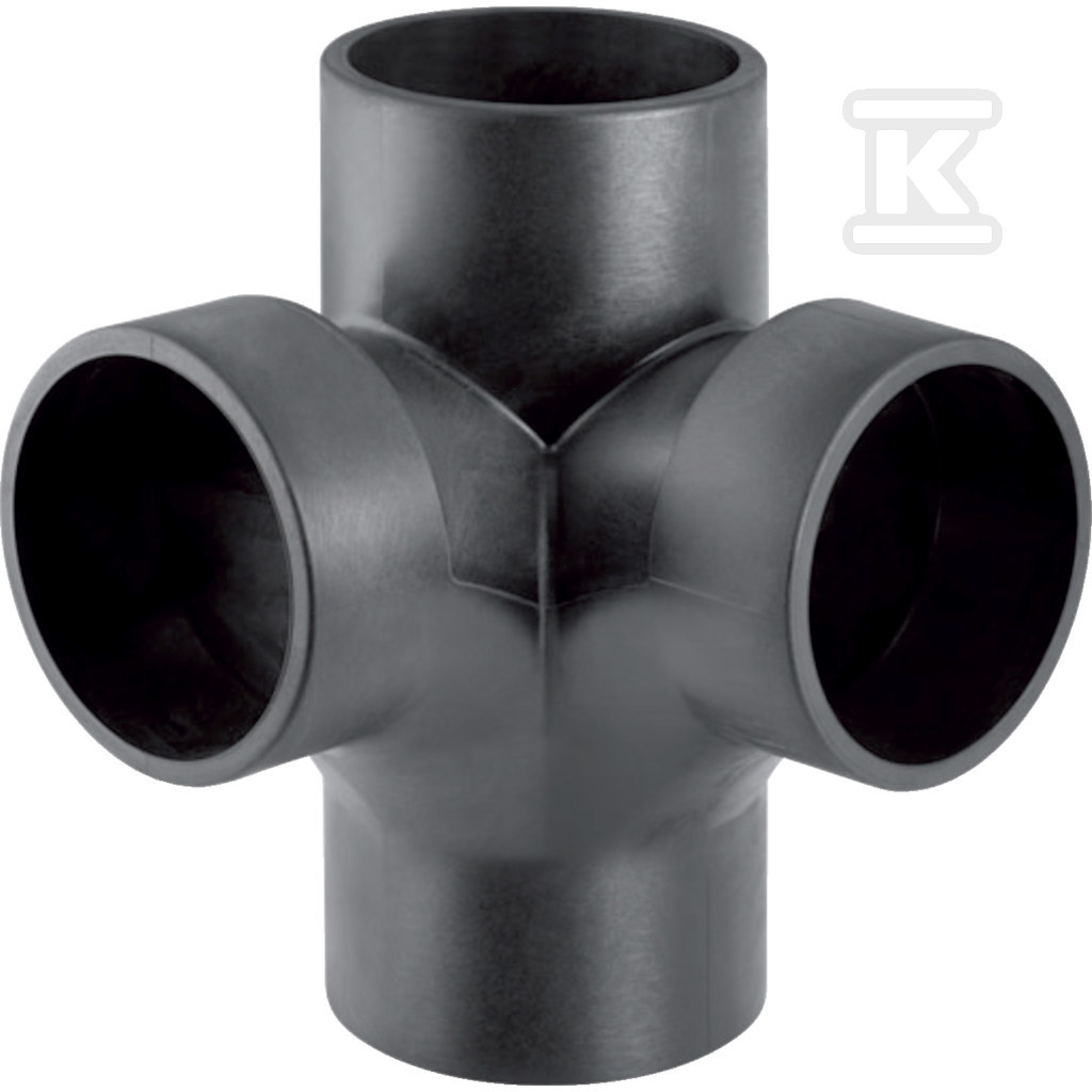 Złączka wielorozgałęźna (4-rozgałęźna) PE Silent-db20 88.5st./podejście co 90st. 110x110x110, sanitarna, do kanalizacji wewnętrznej niskoszumowej, kolor czarny 310.083.14.1 - obrazek 1