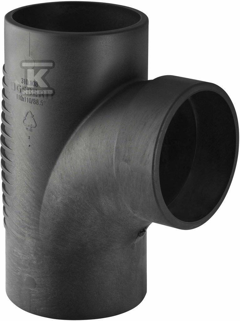 Trójnik PE Silent-db20 HT 110x90/88.5 o łagodnym promieniu, sanitarny, do kanalizacji wewnętrznej niskoszumowej, kolor czarny 310.088.14.1 - obrazek 1