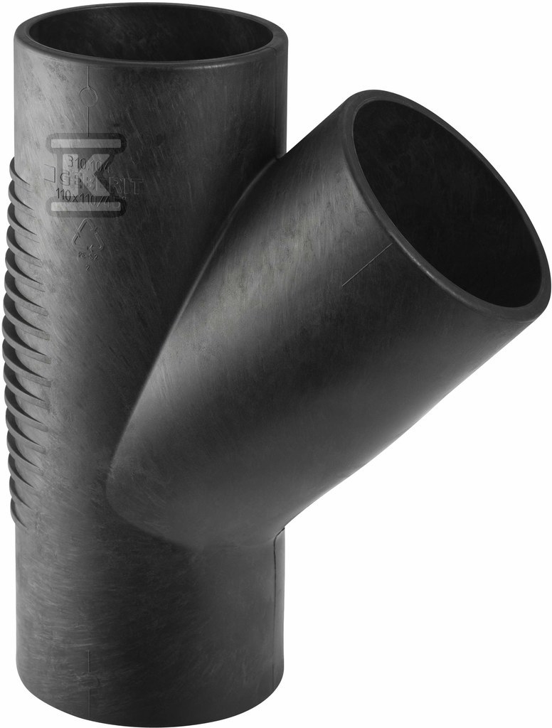 Trójnik PE Silent-db20 HT 110x110/45 sanitarny, do kanalizacji wewnętrznej niskoszumowej, kolor czarny 310.104.14.1 - obrazek 1