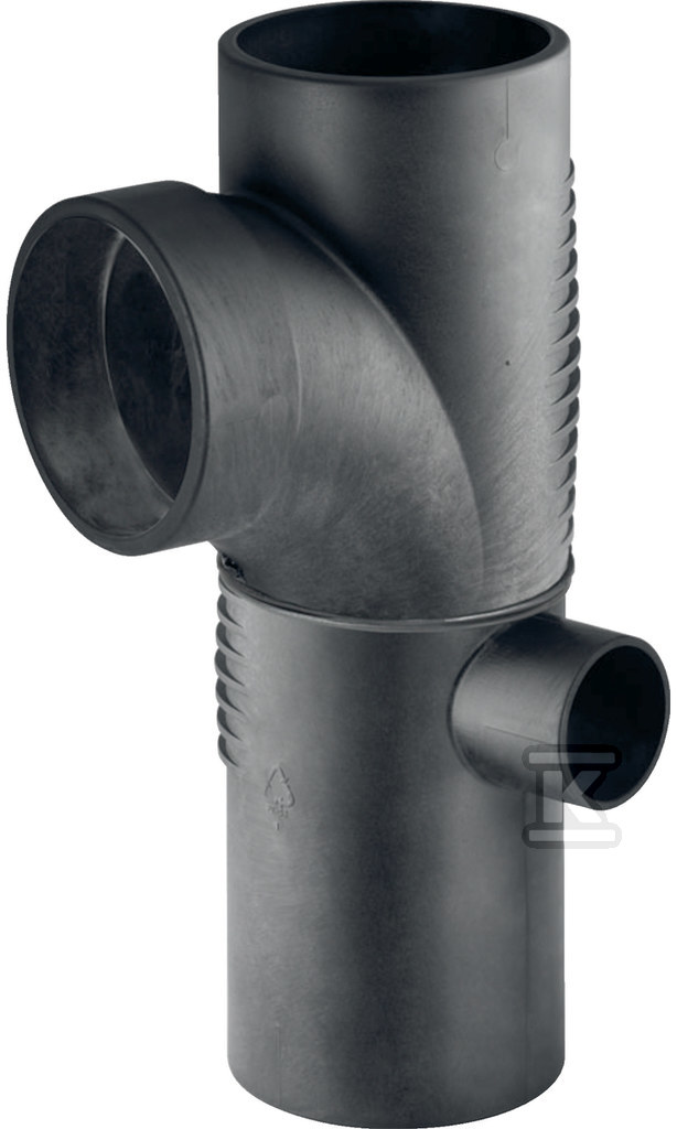 Trójnik podwójny PE Silent-db20 HT 110x110x56/88.5 łagodny wlot, prawy, dwupłaszczyznowy, sanitarny, do kanalizacji wewnętrznej niskoszumowej, kolor czarny 310.115.14.1 - obrazek 1