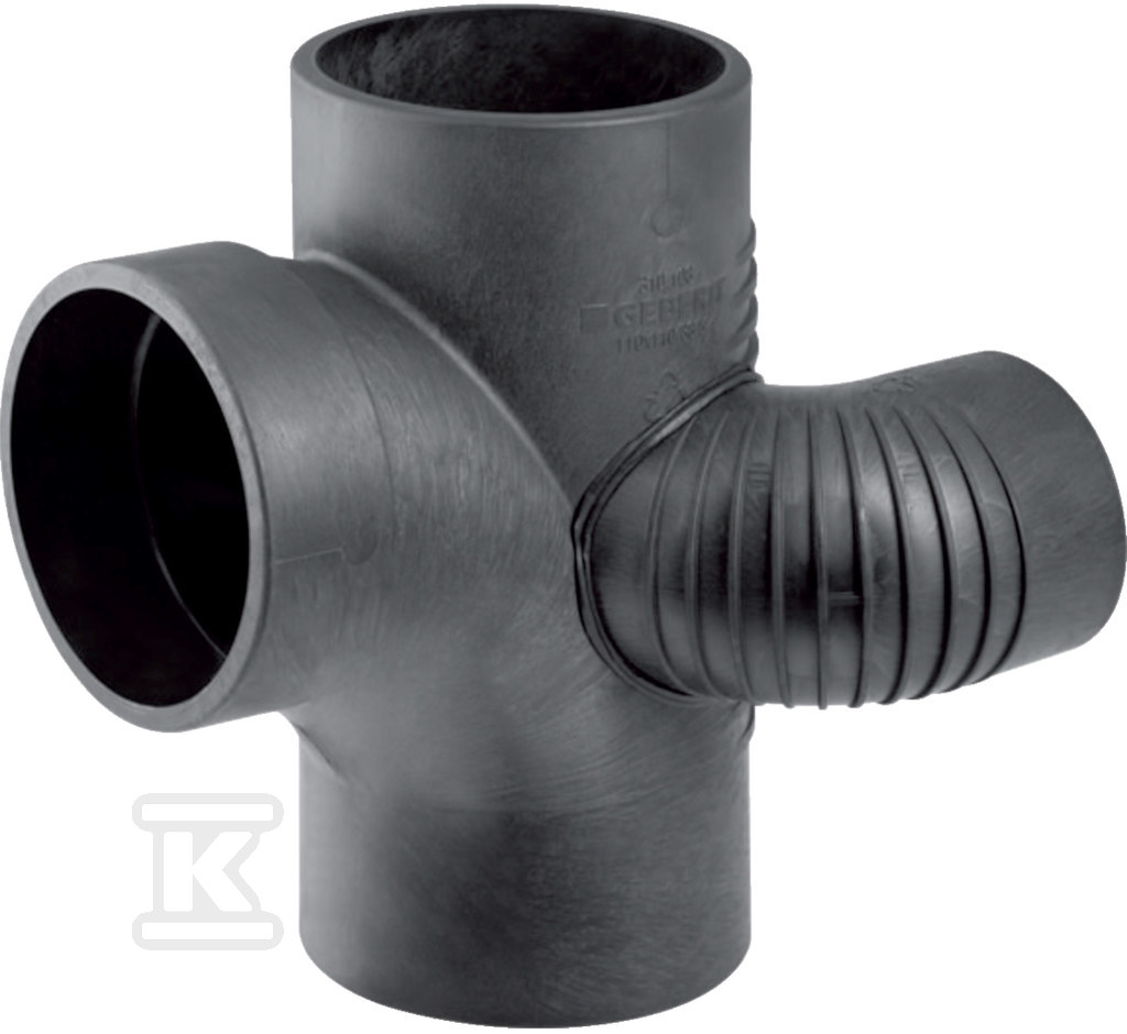Czwórnik odsadzkowy PE Silent-db20 HT 110x110x75/88.5 lewy, dwupłaszczyznowy, sanitarny, do kanalizacji wewnętrznej niskoszumowej, kolor czarny 310.172.14.1 - obrazek 1