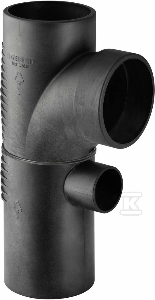 Trójnik podwójny PE Silent-db20 HT 110x90x56/88.5 łagodny wlot, jednopłaszczyznowy, sanitarny, do kanalizacji wewnętrznej niskoszumowej, kolor czarny 310.811.14.1 - obrazek 1