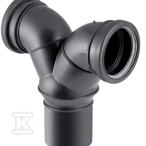 Trójnik PE Silent-db20 HT 110×90/90 przyłączeniowy rozgałęźny, do podłączenia dwóch muszli wiszących WC, sanitarny, do kanalizacji wewnętrznej niskoszumowej, kolor czarny 310.923.14.1