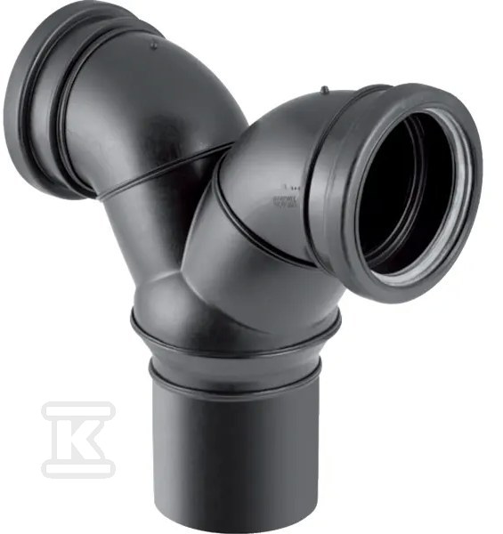 Trójnik PE Silent-db20 HT 110x90/90 przyłączeniowy rozgałęźny, do podłączenia dwóch muszli wiszących WC, sanitarny, do kanalizacji wewnętrznej niskoszumowej, kolor czarny 310.923.14.1 - obrazek 1